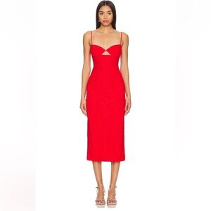 Bardot Revolve Striking Red Midi Dress